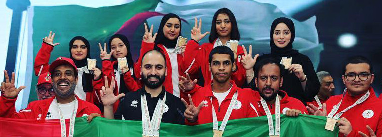 UAE Chess Team in Arab Championship 2023 cerebrating their victory in almost all team events.